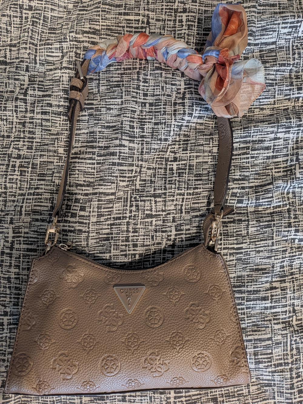 Guess Cresidia Shoulder Bag in Tan Brown